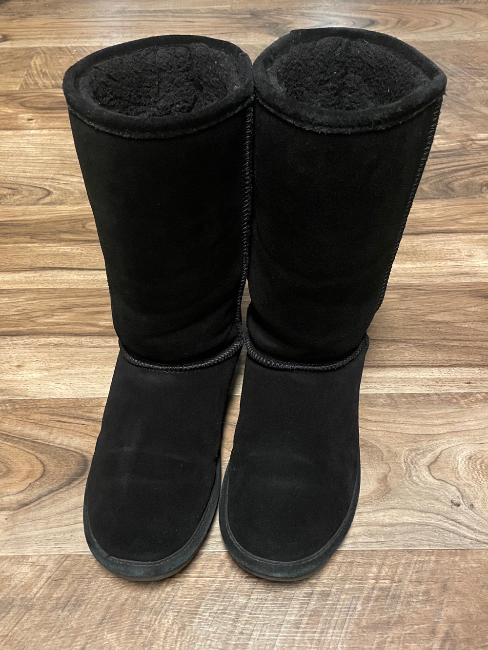 Bearpaw Women's Classic Black Suede Tall Cozy Winter Boots Size 8